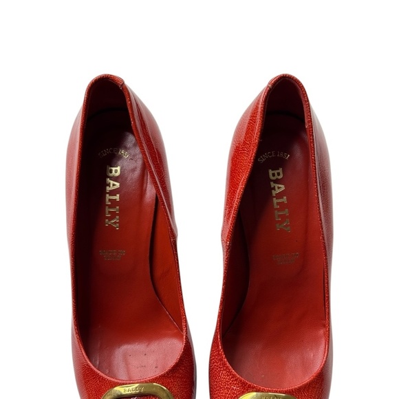 Bally Red Round Toe Pumps Heels - Picture 2 of 10